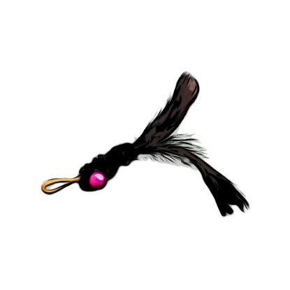 Picture of Handmade black natural swan feather teaser refill with bell