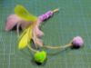 Picture of Dual Colour Handmade feather hemp and pompon refill toy for frenzy & da bird type wand teasers