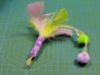 Picture of Dual Colour Handmade feather hemp and pompon refill toy for frenzy & da bird type wand teasers