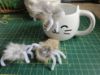 Picture of 3 pack of handmade scary furry spiders made of real rabbit fur for halloween