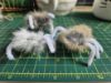 Picture of 3 pack of handmade scary furry spiders made of real rabbit fur for halloween