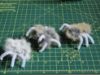 Picture of 3 pack of handmade scary furry spiders made of real rabbit fur for halloween