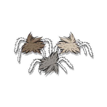 Picture of 3 pack of handmade scary furry spiders made of real rabbit fur for halloween