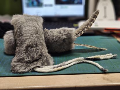 Picture of Real rabbit fur kicker with catnip and feathers tail, cotton tail or no tail 