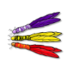 Picture of 3 pack of handmade feather dual colour fetch toys for cat with bell - flies like a dart!