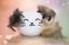 Picture of 3 pack of handmade scary furry spiders made of real rabbit fur for halloween